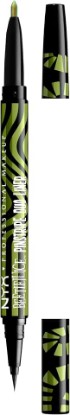 Picture of NYX PROFESSIONAL MAKEUP BEETLEJUICE Pinstripe Duo Eye Liner, Dual-Ended Black Liquid Eyeliner + Green Chrome Eyeliner