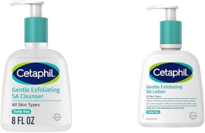 Picture of Cetaphil Gentle Exfoliating SA Cleanser, Foaming Gel Cleanser + Gentle Exfoliating SA Lotion Bundle, Salicylic Acid, Gently Exfoliates, Lightweight Moisturizer, 8 Oz Pump Bottles