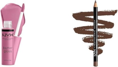 Picture of NYX PROFESSIONAL MAKEUP Butter Lip Gloss & Slim Lip Liner Pencil Bundle in Eclair & Espresso, 1 Kit