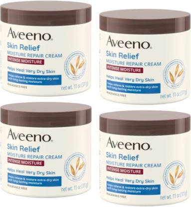 Picture of Aveeno Skin Relief Intense Moisture Repair Cream, 4 Pack (11 oz) [Amazon-developed Certification] Compact by Design