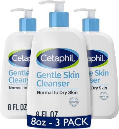 Picture of Cetaphil Gentle Cleanser, Hydrating Face & Body Wash, Sensitive, 8oz, 3ct | Soap-Free, Fragrance-Free, Non-Foaming Formula, Hydrates Dry To Normal Skin, Dermatologist Recommended, Bulk Value 3-Pack