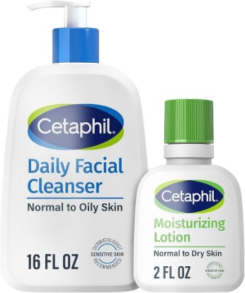 Picture of Cetaphil Daily Facial Cleanser Gentle Face Wash + Lotion, 16oz | Bundle Set, Sensitive & Dry Skin, Non-Irritating Daily Face Wash, Moisturizing Lotion 2Oz, Dermatologist Recommended