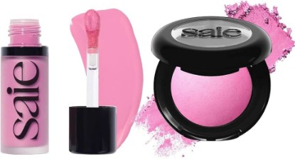 Picture of Saie Cheek Flush Duo - Dew Liquid Blush (.40 oz, Baby), SuperSuede Baked Powder Blush (.01 oz, Bella) - Layerable, Skin-Nourishing Blushes for a Seamless Radiant Finish