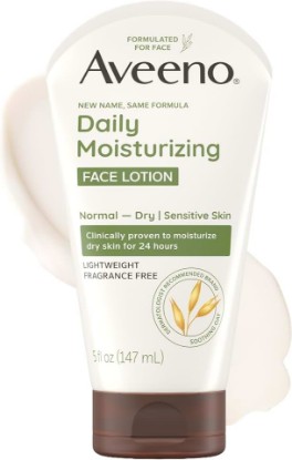 Picture of Aveeno Daily Moisturizing Face Lotion, Fragrance-Free, 5 oz | Soothing Prebiotic Oat, Lightweight Non-Greasy Facial Moisturizer, Normal to Dry, Sensitive Skin, 24-Hour Moisture