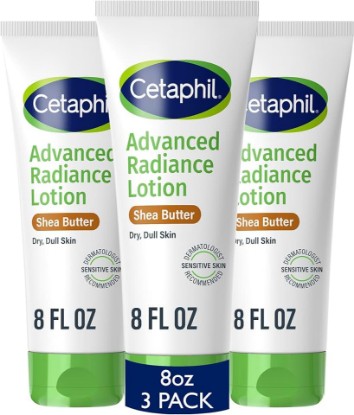 Picture of Cetaphil Advanced Radiance Body Lotion, Dry, Sensitive Skin, 8oz, 3ct | Body Lotion For Dry Skin, Fragrance Free, Hypoallergenic, Non-Comedogenic, Shea Butter, 3-Pack, Dermatologist Recommended