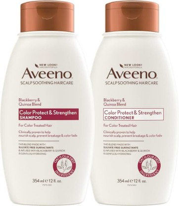 Picture of Aveeno Color Protect & Strengthen+ Blackberry & Quinoa Conditioner and Shampoo Set - Fresh Scent, 12 Fl Oz Each