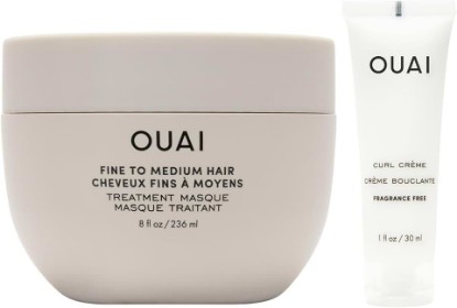 Picture of OUAI Hair Masque Full Size & Curl Crème Deluxe (2 Count) | Hydrating Hair Mask & Curl Defining Cream, Shea Butter, Keratin, Chia & Linseed Oils, Fine to Medium Strands, Frizz Control