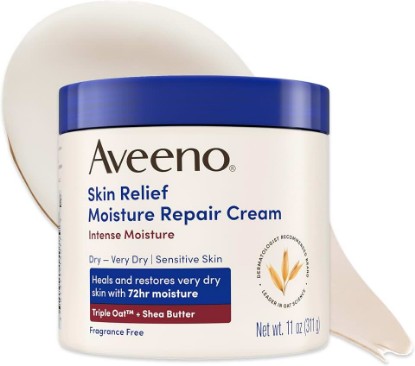 Picture of Aveeno Skin Relief Intense Moisture Repair Body Cream with Triple Oat & Shea Butter Formula, Moisturizing Cream Heals & Restores Very Dry Skin with Long-Lasting Moisture, Fragrance-Free, 11 Oz