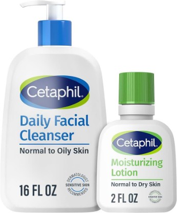 Picture of Cetaphil Daily Facial Cleanser, Oily & Combo Skin, 16oz, Face Lotion, 2oz | Face Wash + Moisturizer Bundle, Non-Comedogenic, Gentle For Acne-Prone Skin, Combination To Oily, Dermatologist Recommended