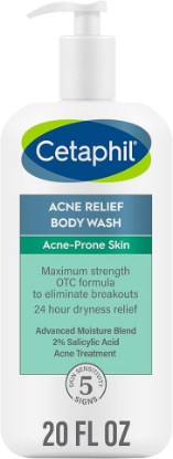 Picture of Cetaphil Acne Relief Body Wash, 2% Salicylic Acid, Exfoliating, 20oz | Clears Back Acne And Body Breakouts, Salicylic Acid Exfoliates, 24Hr Dryness Relief, Acne-Prone Skin, Gentle Daily Use