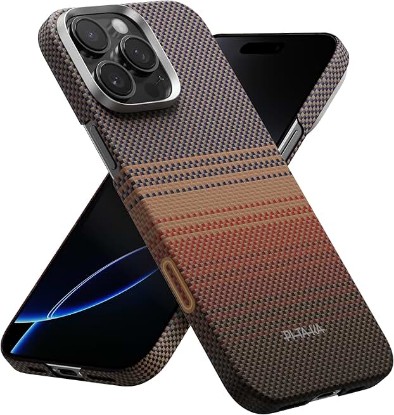 Picture of pitaka for iPhone 16 Pro Max Case 6.9", Caseless Feeling, Aramid, Sunset | Barely There Feel Ultra-Slim Case, 1500D Aramid Fiber Woven, Silky Texture, Compatible with MagSafe, Durable Global Recycled Standard