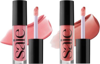 Picture of Saie Glossybounce Duo - Hybrid Tinted Lip Oil & Lip Gloss Set - Hydrating, Non-Sticky Shine with Hyaluronic Acid & Jojoba Oil for Soft, Plump Lips - Makeup Gift Set - Disco & Bounce (2 Count)