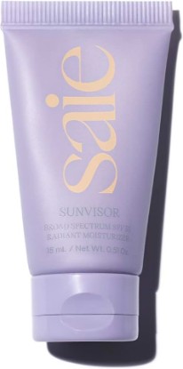 Picture of Saie Mini Sunvisor Broad Spectrum Face Sunscreen Moisturizer SPF 35 - Hydrating Daily Sunscreen with 100% Sheer Mineral Zinc Oxide, Hyaluronic Acid + Vitamin C for Radiant, Dewy Skin (0.5 fl oz)