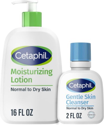 Picture of Cetaphil Hydrating Moisturizing Lotion for Normal to Dry, Sensitive Skin, 16 oz + Travel Size Gentle Skin Cleanser 2 oz
