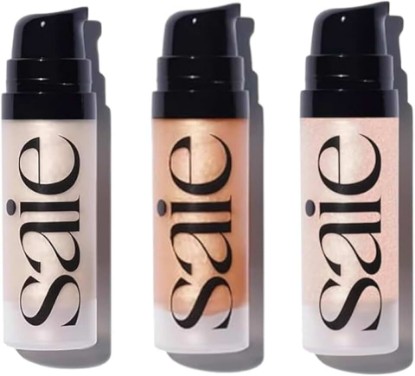 Picture of Saie Glowy Super Gel Trio - Mini Starglow, Sunglow & Roseglow (0.5 oz Each) - Hydrating Makeup Primers & Illuminating Serums with Vitamin C + Squalane for Dewy, Radiant Skin