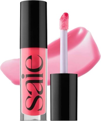 Picture of Saie Glossybounce - Hydrating Lip Gloss and Tinted Lip Oil Hybrid with Hyaluronic Acid & Jojoba Oil for Non-Sticky, Ultra-Shiny, Plump & Soft Lips - Everyday Makeup Essential - Play (.17 oz)