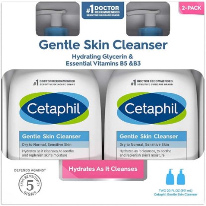 Picture of Cetaphil Hypoallergenic Gentle Skin Cleanser, Dry to Normal Sensitive Skin, Paraben, Oil and Fragrance Free, 20 Fluid Ounce, 2 Count