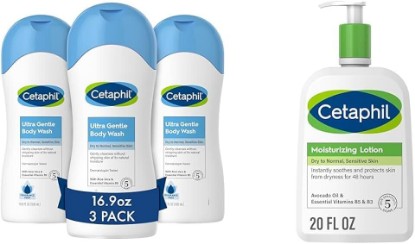 Picture of Cetaphil Ultra Gentle Body Wash, 16.9oz Pack of 3 - For Dry to Normal & Body Moisturizer, Hydrating Moisturizing Lotion for All Skin Types