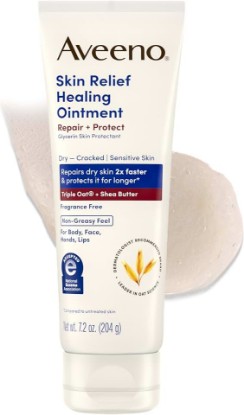 Picture of Aveeno Skin Relief Healing Ointment, for Extra Dry, Cracked & Sensitive Skin, 72-Hour Protectant with Triple Oat, Shea Butter & Glycerin, Fragrance-Free for Body, Face, Hands, Lips 7.2 oz