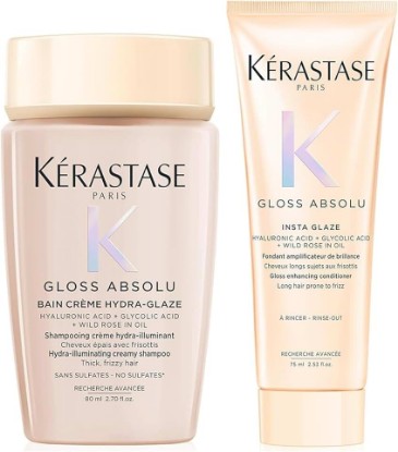 Picture of KÉRASTASE Gloss Absolu Bain Crème Hydra-Illuminating Mini Shampoo & Conditioner Set - For Thick & Frizzy Hair, Sulfate-Free Anti-Frizz Formula, for Shine and Smoothness with Hyaluronic Acid