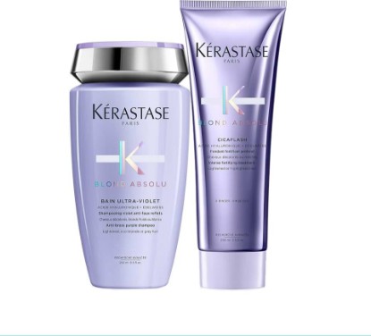 Picture of Kerastase Blond Absolu Ultra-Violet Purple Shampoo & Conditioner Set For Lightened, Highlighted and Grey Hair - Hydrates, Neutralizes Brassy and Yellow Undertones With Hyaluronic Acid