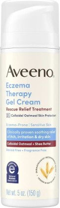Picture of Aveeno Eczema Therapy Rescue Relief Treatment Gel Cream, 5.0 oz | Daily 2% Colloidal Oatmeal Skin Protectant, Instantly Soothes & Cools Itchy, Dry Skin Flare-Ups, Steroid- & Fragrance-Free