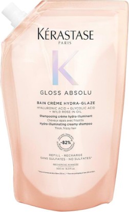 Picture of KÉRASTASE Gloss Absolu Bain Crème Hydra-Illuminating Refill Pouch Shampoo, Sulfate-Free Anti-Frizz Formula for Thick Frizzy Hair, Shine and Smoothness with Hyaluronic Acid, 16.9 Fl Oz