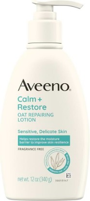 Picture of Aveeno Calm + Restore Repairing Body Lotion, Fragrance-Free, 12 oz | Daily Moisturizer for Sensitive Skin, Prebiotic Oat Aloe & Pro-Vitamin B5, Helps Heal Dry Skin