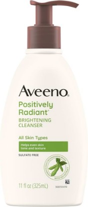 Picture of Aveeno Positively Radiant Brightening Facial Cleanser, 11 fl. oz | Face Cleanser with Moisture Rich Soy Extract, Helps Even Skin Tone & Texture, Lifts Away Dirt Oil & Makeup, No Added Sulfates