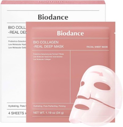 Picture of BIODANCE Bio-Collagen Real Deep Mask, Hydrating Overnight Hydrogel Face Mask, Pore Minimizing, Elasticity, Plumping, Travel Essentials & Self Care Gifts for Women, Korean Skin Care | 1.19oz(34g) x 4ea