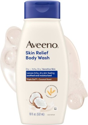 Picture of Aveeno Skin Relief Body Wash for Dry Skin, Gentle Coconut Scent and Soothing Triple Oat Formula, Moisturizing Body Wash Leaves Itchy, Dry Skin Cleansed & Feeling Soothed & Moisturized, 18 Fl Oz