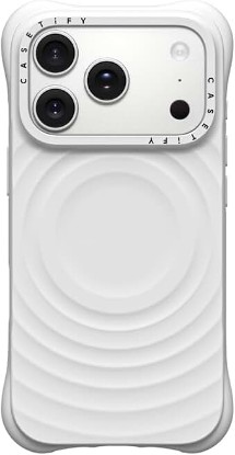 Picture of CASETiFY for iPhone 17 Pro Case - Ripple Compatible with MagSafe White | Silicone | Wave Textured | 6.6 ft. 2X Military Grade Drop Protection | White ClimatePartner certified