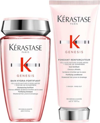 Picture of Kerastase Genesis Hydra-Fortifiant Shampoo & Conditioner Set For Fine or Oily Hair - Strengthens Weak Strands and Protects Against Breakage, Silicone-Free