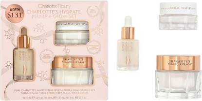 Picture of Charlotte Tilbury Hydrate, Plump & Glow Set – Skincare Gift Set | 3 Piece Gift Set - Magic Cream and Magic Serum - Travel-Sized Skincare for Glowing, Hydrated Looking Skin - Primer for Makeup