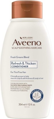 Picture of Aveeno Fresh Greens Blend Natural Volumizing Conditioner, Cucumber, Rosemary, for Fine Hair, 12 fl oz [Amazon-developed Certification] Compact by Design