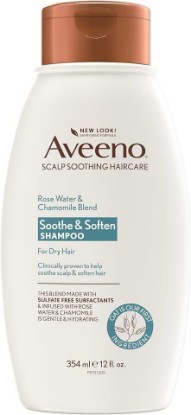 Picture of Aveeno Rose Water & Chamomile Shampoo for Dry Hair, Hydrating, 12 fl oz | Soothe & Soften, For Dry Hair, Infused With Rose Water & Chamomile, Sulfate-, Paraben- & Dye-Free