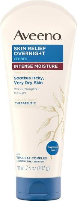 Picture of Aveeno Skin Relief Overnight Intense Moisture Cream with Triple Oat Complex & Natural Shea Butter, Therapeutic Dimethicone Skin Protectant for Dry Itchy Skin Relief, Fragrance- & Steroid-Free, 7.3 oz