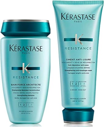 Picture of Kerastase Resistance Force Architecte Shampoo & Ciment Anti-Usure Conditioner Set For Weak and Damaged Hair - Repairs Damaged Ends With Pro-Keratine Complex
