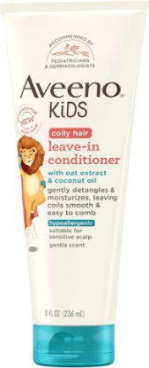 Picture of Aveeno Kids Coily Hair Leave-In Conditioner, 8 fl. oz | Gently Detangles & Moisturizes Natural Curls & Coils, For Sensitive Scalps, Hypoallergenic, Leaves Coily & Curly Hair Smooth