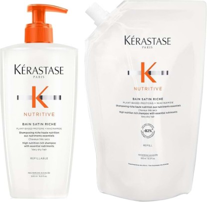 Picture of Kerastase Nutritive Bain Satin Riche Shampoo & Refill Pouch - Revitalizes & Strengthens Very Dry Hair, Restores Shine, For Very Dry Hair, 16.9 Fl Oz