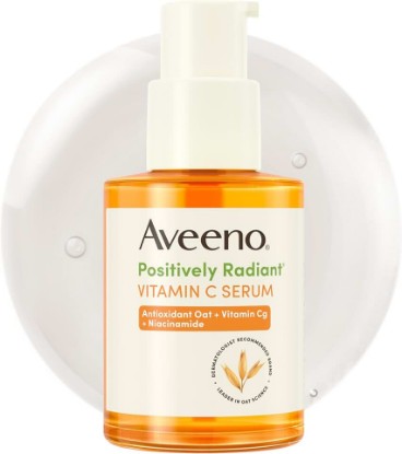 Picture of Aveeno Positively Radiant Vitamin C Serum for Face, 1 fl. oz | Face Serum For Sensitive Skin, Antioxidant Oat and Niacinamide, Brightens and Smoothes