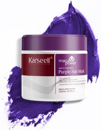 Picture of Karseell Purple Hair Mask, 16.90 oz | Neutralizes Brass Tones For Blonde, Bleached, Silver, or Color Treated Hair