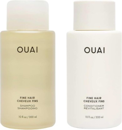 Picture of OUAI Fine Shampoo and Conditioner Set (10 Fl Oz) | Sulfate Free Shampoo and Conditioner for Women & Men - Made with Keratin & Shea Butter - Free of Parabens & Phthalates
