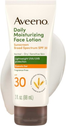 Picture of Aveeno Daily Moisturizing Face Lotion SPF 30, 3 fl. oz | Broad Spectrum Protection With Prebiotic Oat, , Lightweight, Non-Greasy, Non-Comedogenic, For Normal to Dry Sensitive Skin