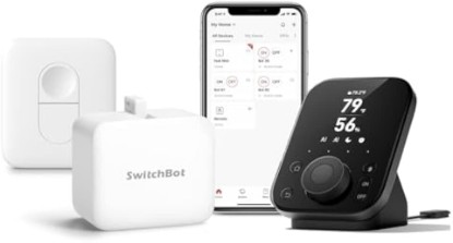 Picture of SwitchBot Smart Switch Button Pusher (Bluetooth) – Fingerbot for Rocker Switch/One-Way Buttons with Remote and hub 3, App Timer Control, No Wiring, Optional Hub Required for Voice/Remote, White