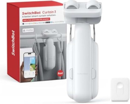 Picture of SwitchBot 2025 Automatic Curtain Opener 3 Rod- with Remote, WiFi&Smartphone Control, Upgraded High-Performance, Add Hub to Compatible with Alexa, Google Home, HomeKit (2025 Curtain Opener)