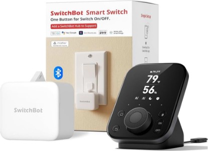 Picture of SwitchBot Smart Switch Button Pusher (Bluetooth) – Fingerbot for Rocker Switch/One-Way Buttons with hub 3, App Timer Control, No Wiring, Optional Hub Required for Voice/Remote, White