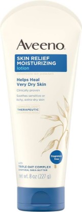 Picture of Aveeno Skin Relief 24-Hour Moisturizing Lotion for Sensitive Skin with Natural Shea Butter & Triple Oat Complex, Unscented Therapeutic Lotion for Extra Dry, Itchy Skin, 8 fl. oz