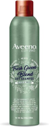 Picture of Aveeno Fresh Greens Blend Sulfate-Free Dry Shampoo Spray with Rosemary, Peppermint & Cucumber to Thicken & Nourish, Volumizing Dry Shampoo for Thin or Fine Hair, Paraben & Dye-Free