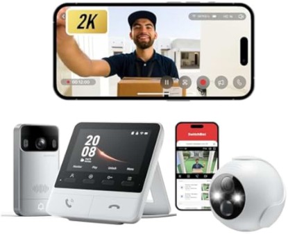 Picture of SwitchBot Video Doorbell Camera Wireless with Monitor with Outdoor Cam, No Subscription, 4.3 Inch Screen, Head-to-Toe View, 2K FHD, 2-Way Audio, Motion Detection, Works with Alexa/Goole/Home Assistant